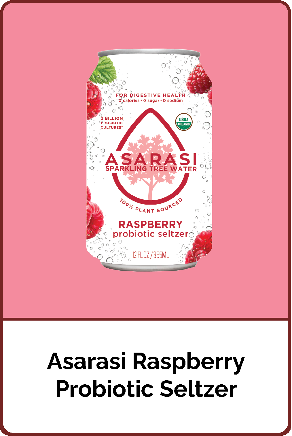 Asarasi Raspberry Probiotic Seltzer - 12-Pack