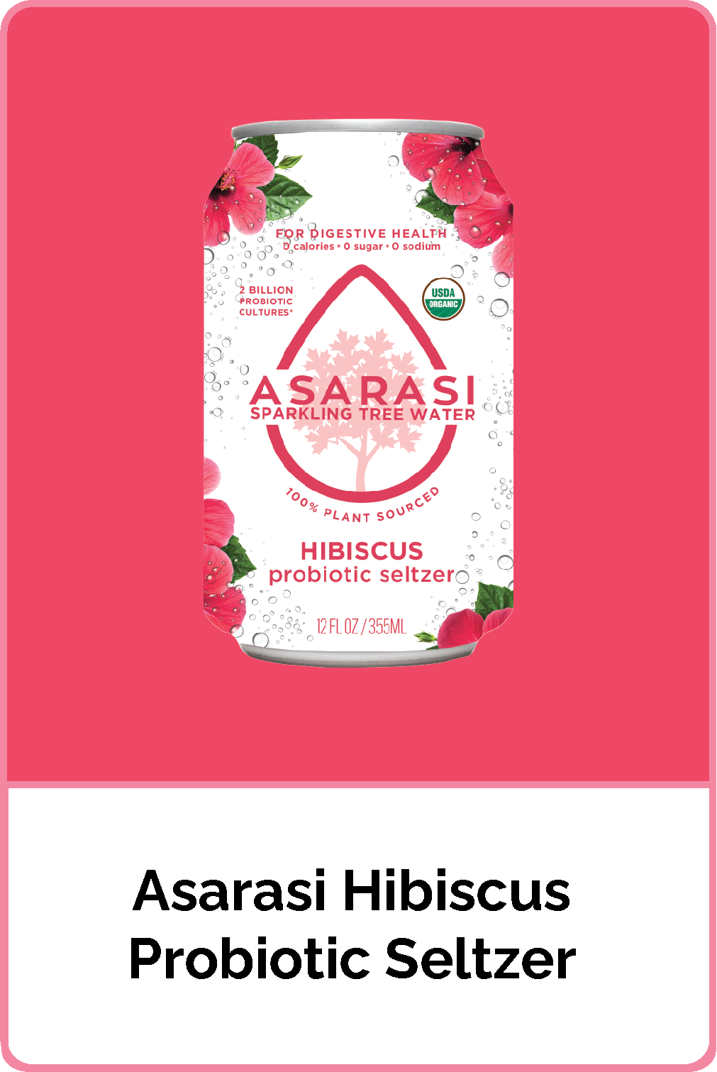 Asarasi Hibiscus Probiotic Seltzer - 12-Pack