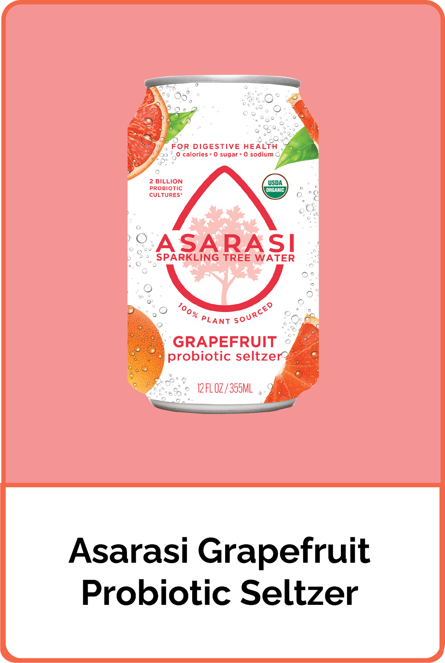 Asarasi Grapefruit Probiotic Seltzer - 12-Pack