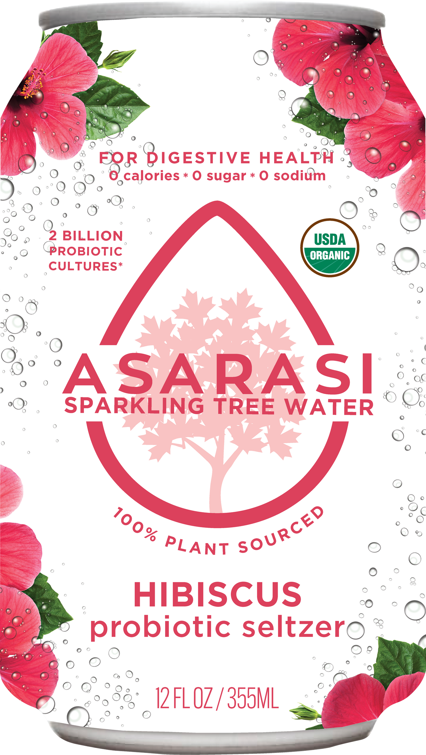 Asarasi Hibiscus Probiotic Seltzer - 12-Pack