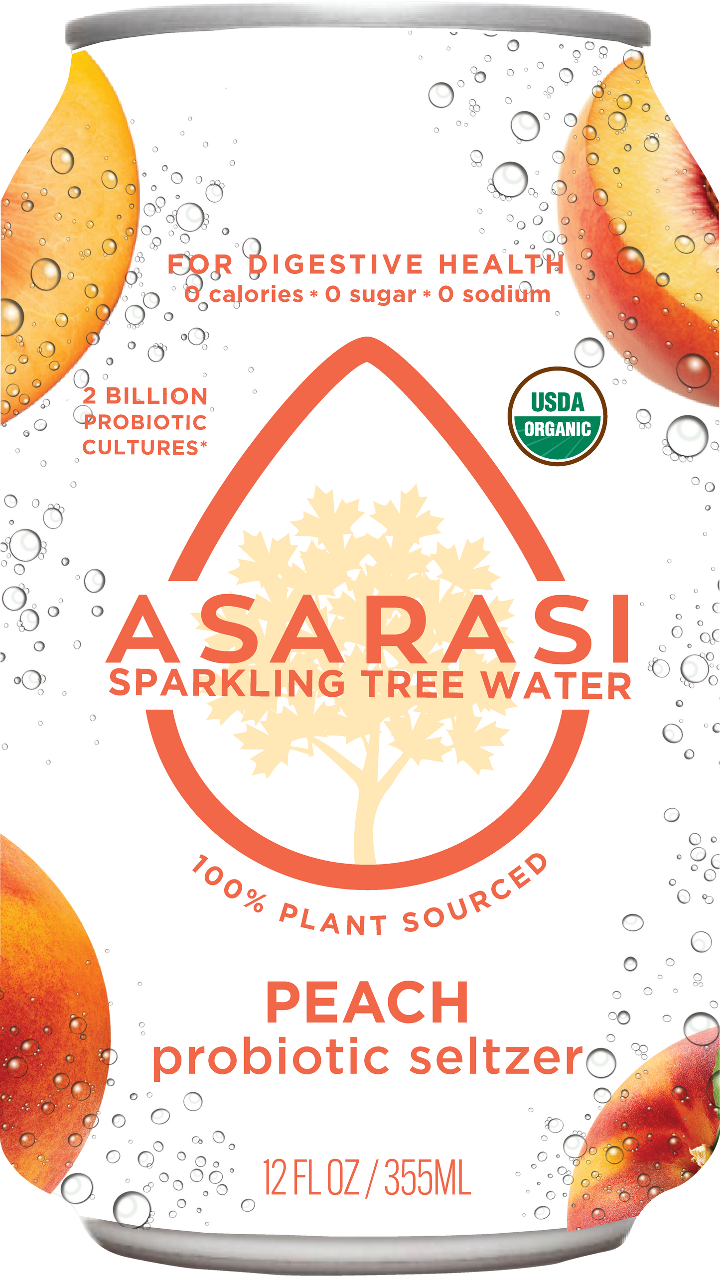 Asarasi Peach Probiotic Seltzer - 12-Pack
