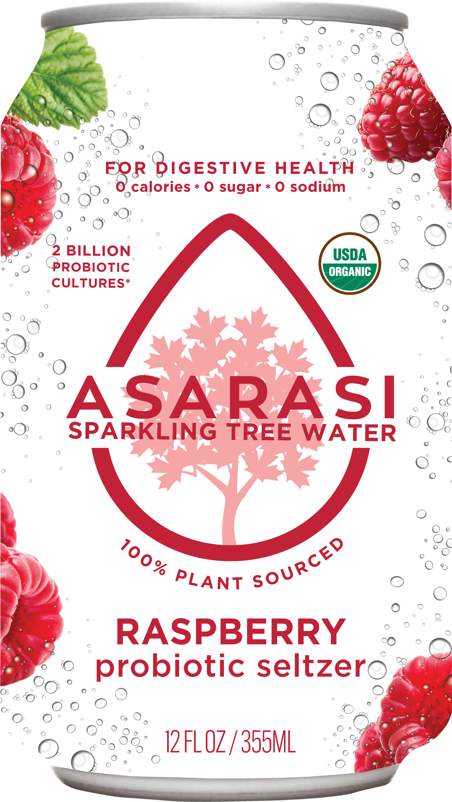 Asarasi Raspberry Probiotic Seltzer - 12-Pack