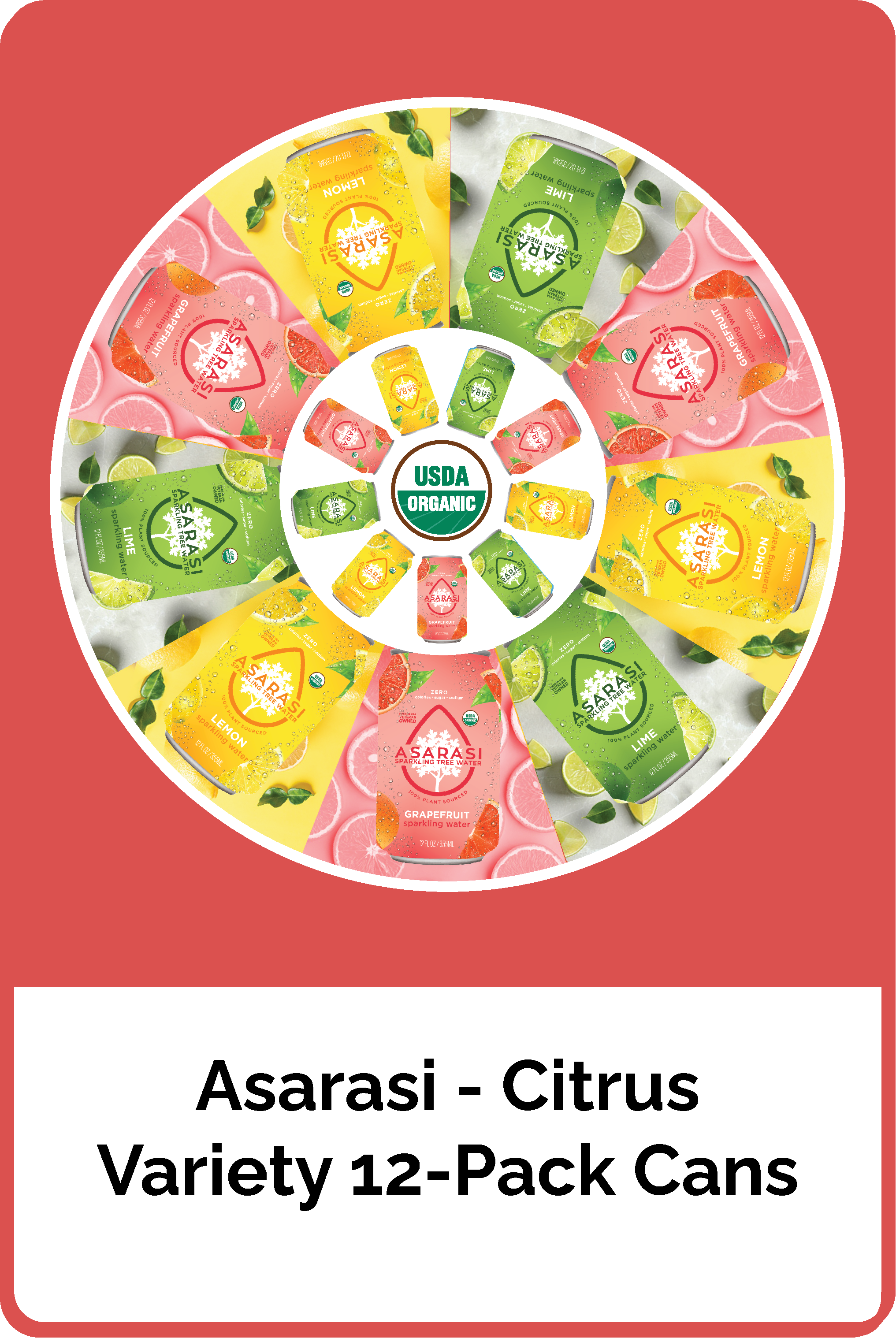 Asarasi Sparkling Tree Water - 12 Pack Citrus Variety Pack Cans