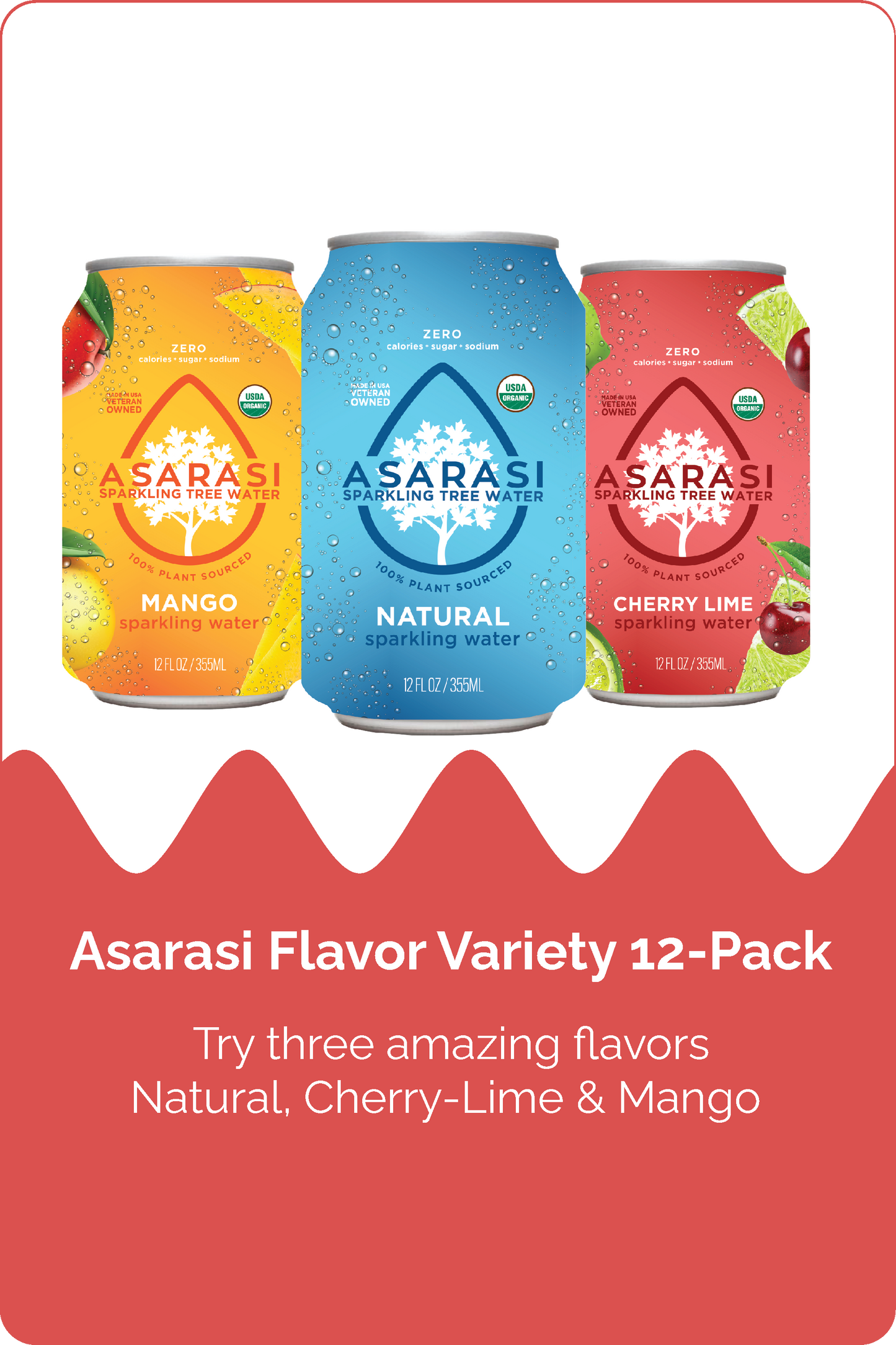 Asarasi Sparkling 3 Flavor Variety 12-Pack