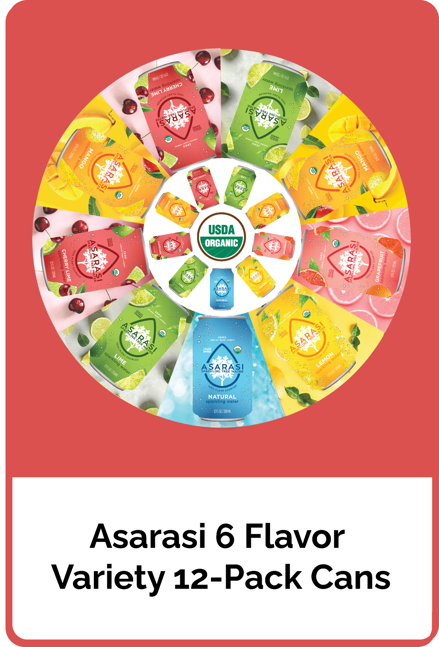 Asarasi Sparkling 6 Flavor Variety 12-Pack