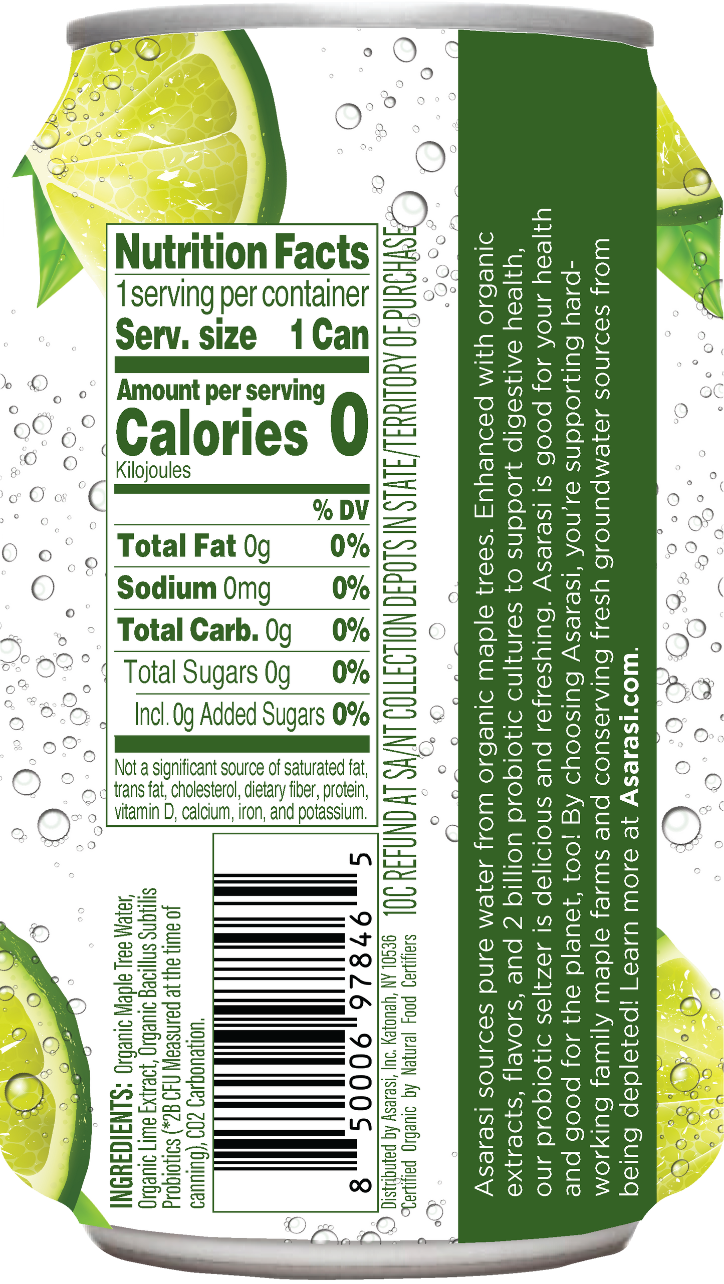 Asarasi Lime Probiotic Seltzer - 12-Pack