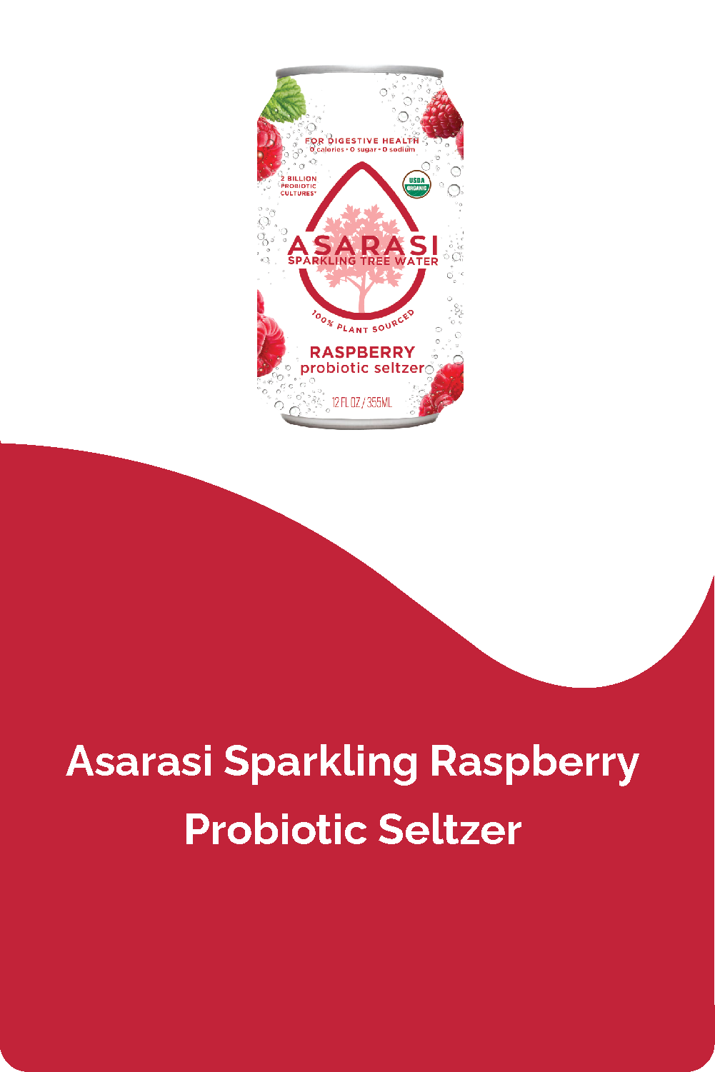 Asarasi Raspberry Probiotic Seltzer - 12-Pack