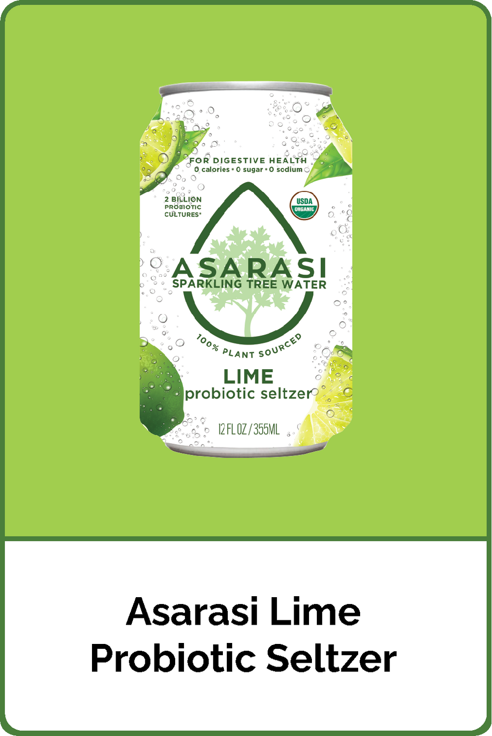 Asarasi Lime Probiotic Seltzer - 12-Pack