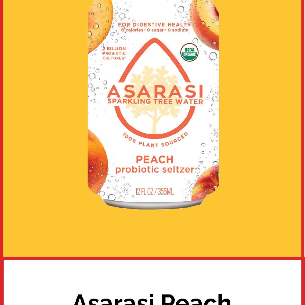 Asarasi Peach Probiotic Seltzer - 12-Pack