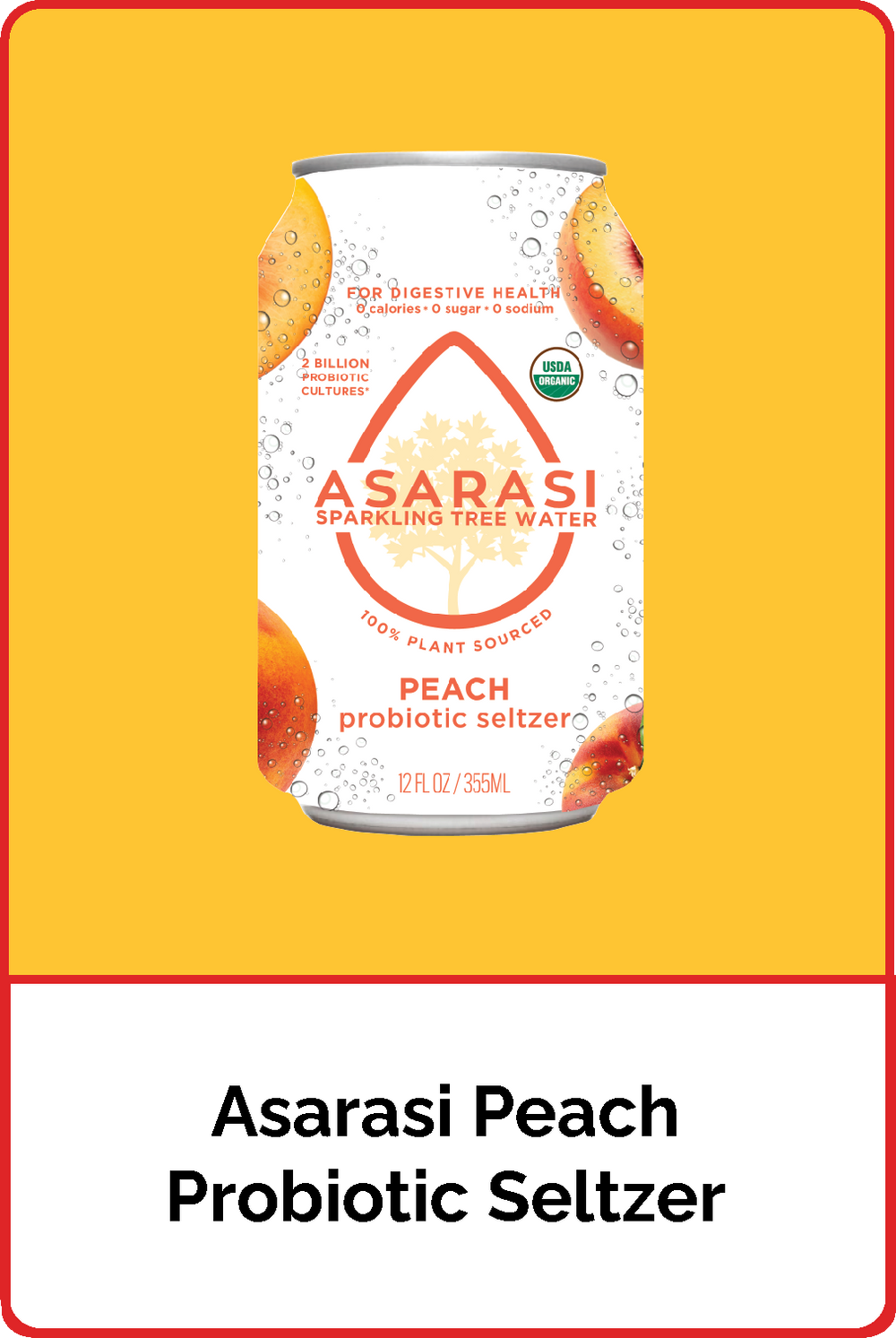 Asarasi Peach Probiotic Seltzer - 12-Pack
