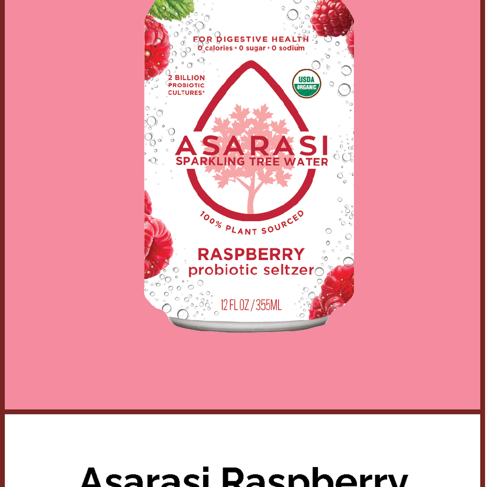 Asarasi Raspberry Probiotic Seltzer - 12-Pack