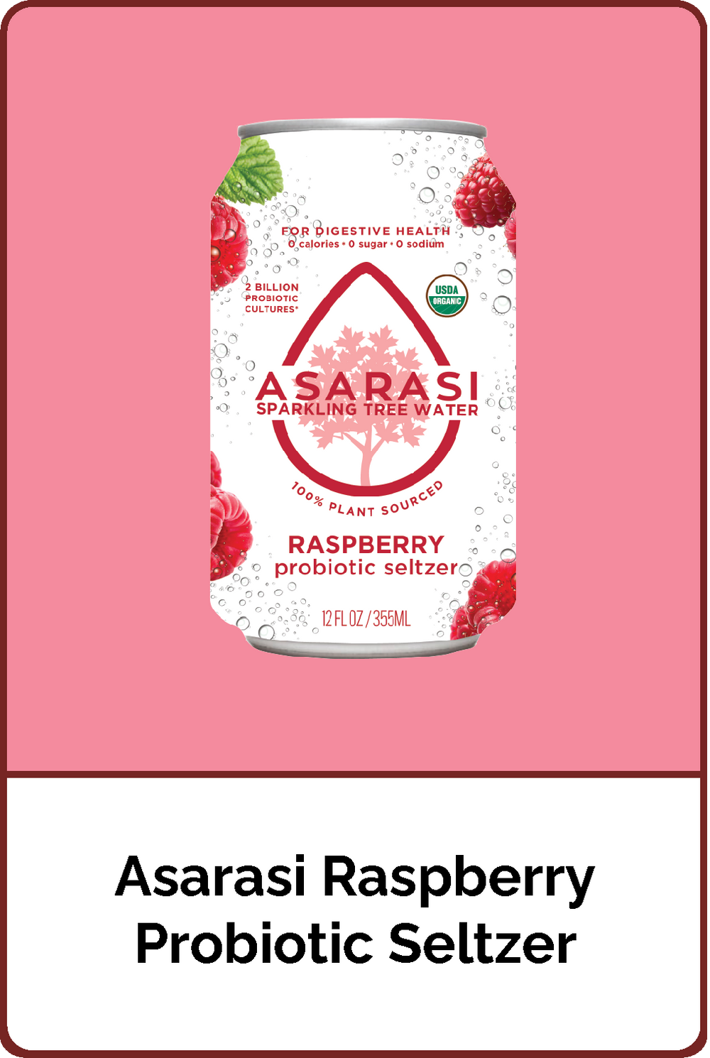 Asarasi Raspberry Probiotic Seltzer - 12-Pack