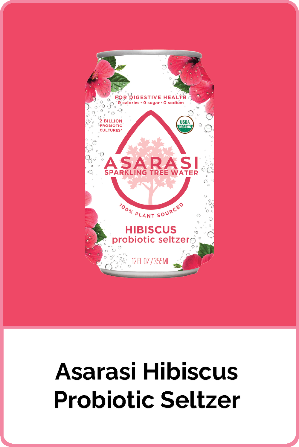 Asarasi Hibiscus Probiotic Seltzer - 12-Pack