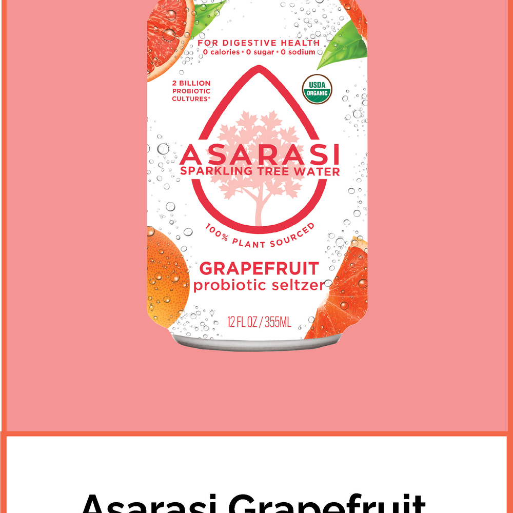 Asarasi Grapefruit Probiotic Seltzer - 12-Pack