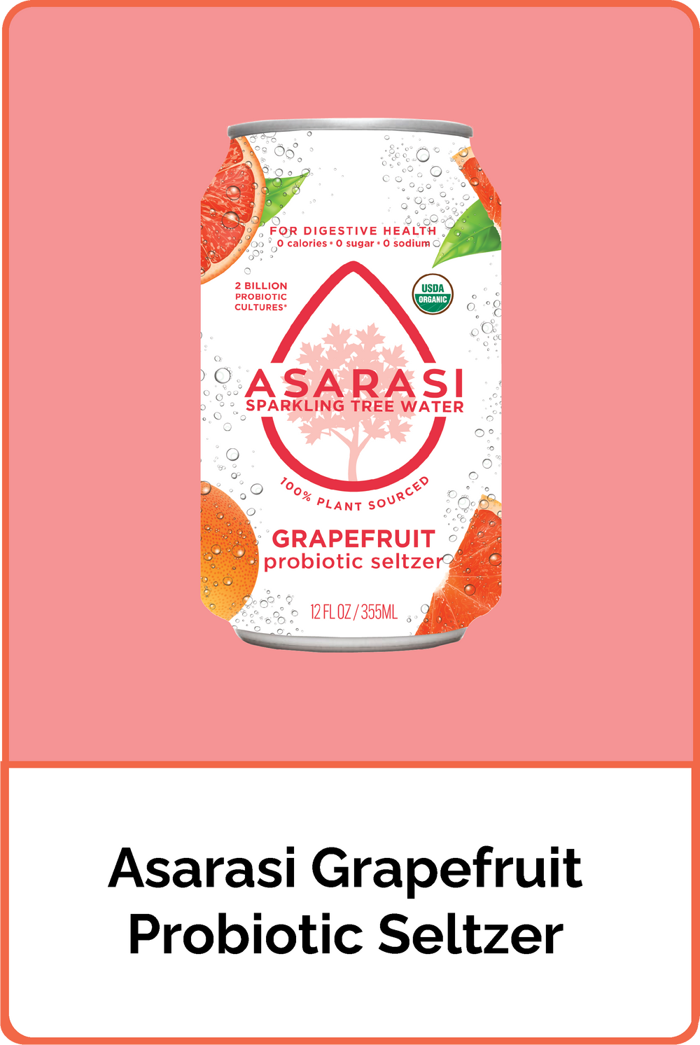 Asarasi Grapefruit Probiotic Seltzer - 12-Pack