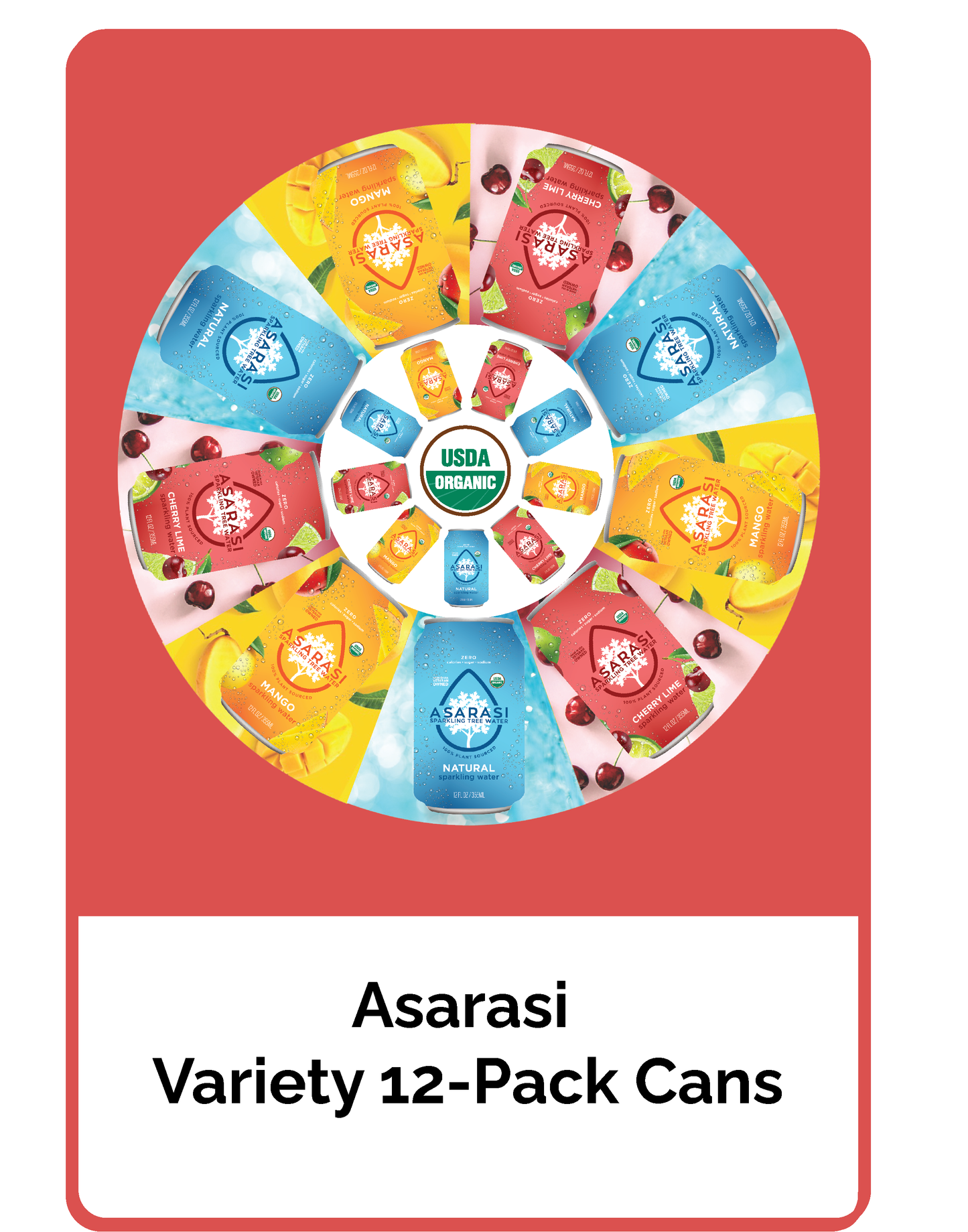 Asarasi Sparkling 3 Flavor Variety 12-Pack